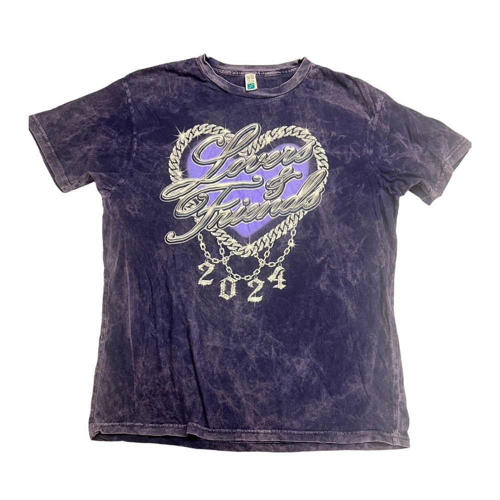 Lovers and Friends 2024 Tour Graphic‎ T Shirt Purple Tie Dye Size L